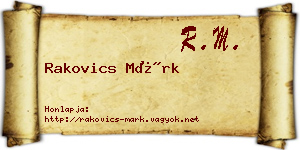 Rakovics Márk névjegykártya